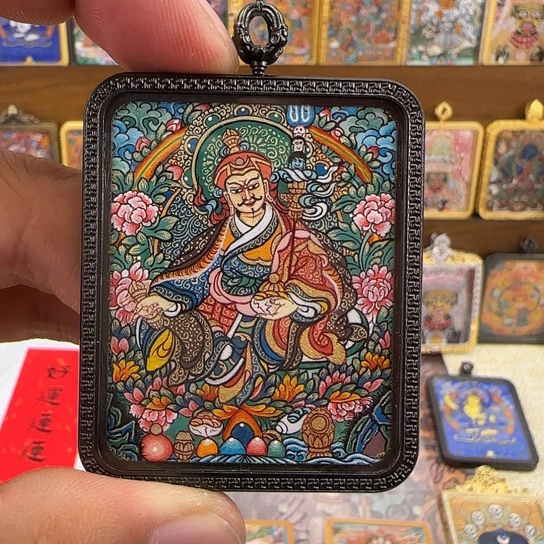 热贡纯手绘小唐卡莲花生大士