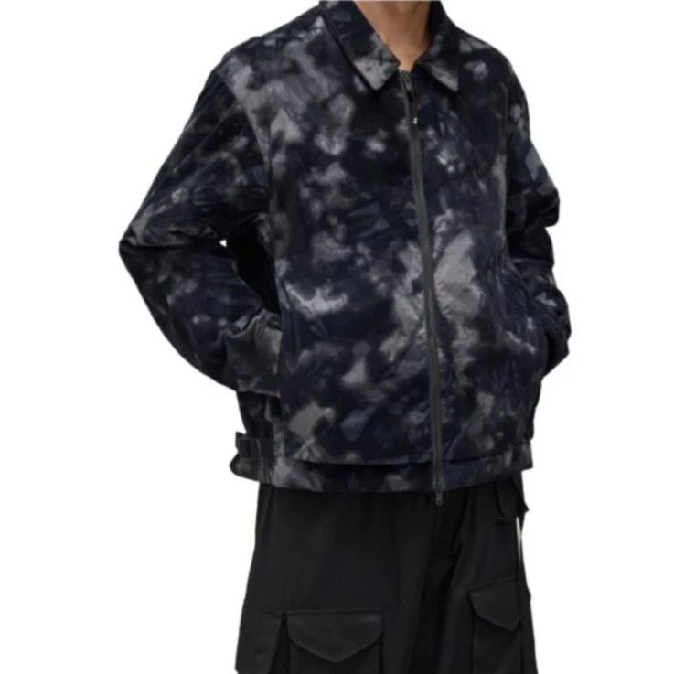 99新  8071/Y-3 蓝色晕染拼色翻领拉链长袖夹克外套/XS码/99新