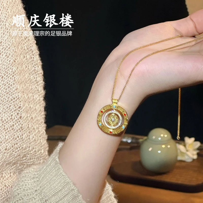 吊坠925银合成锆石 顺庆银楼 【时来运转吊坠】精致气质灵动单吊坠