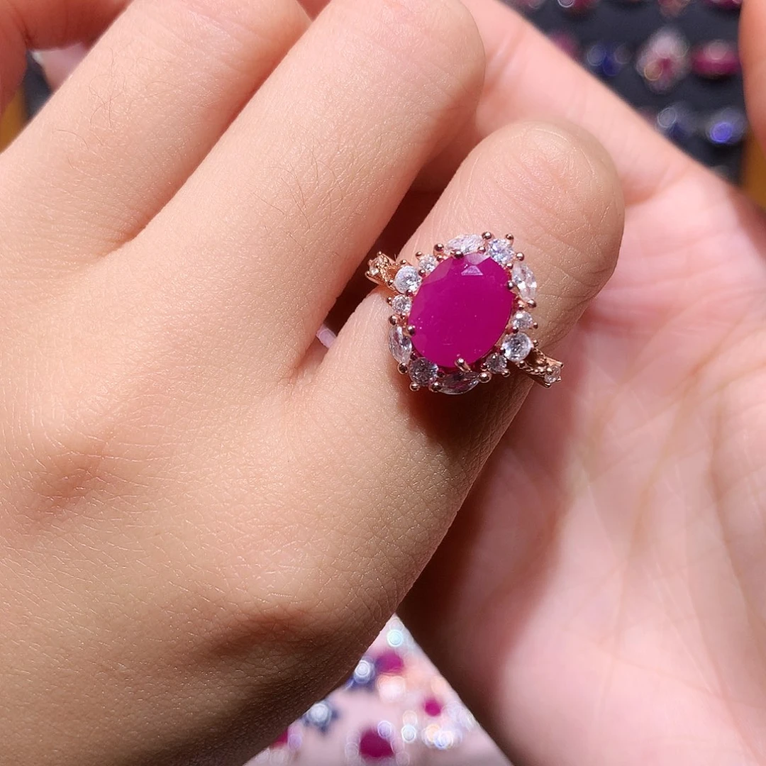 红宝石银S925镶嵌戒指