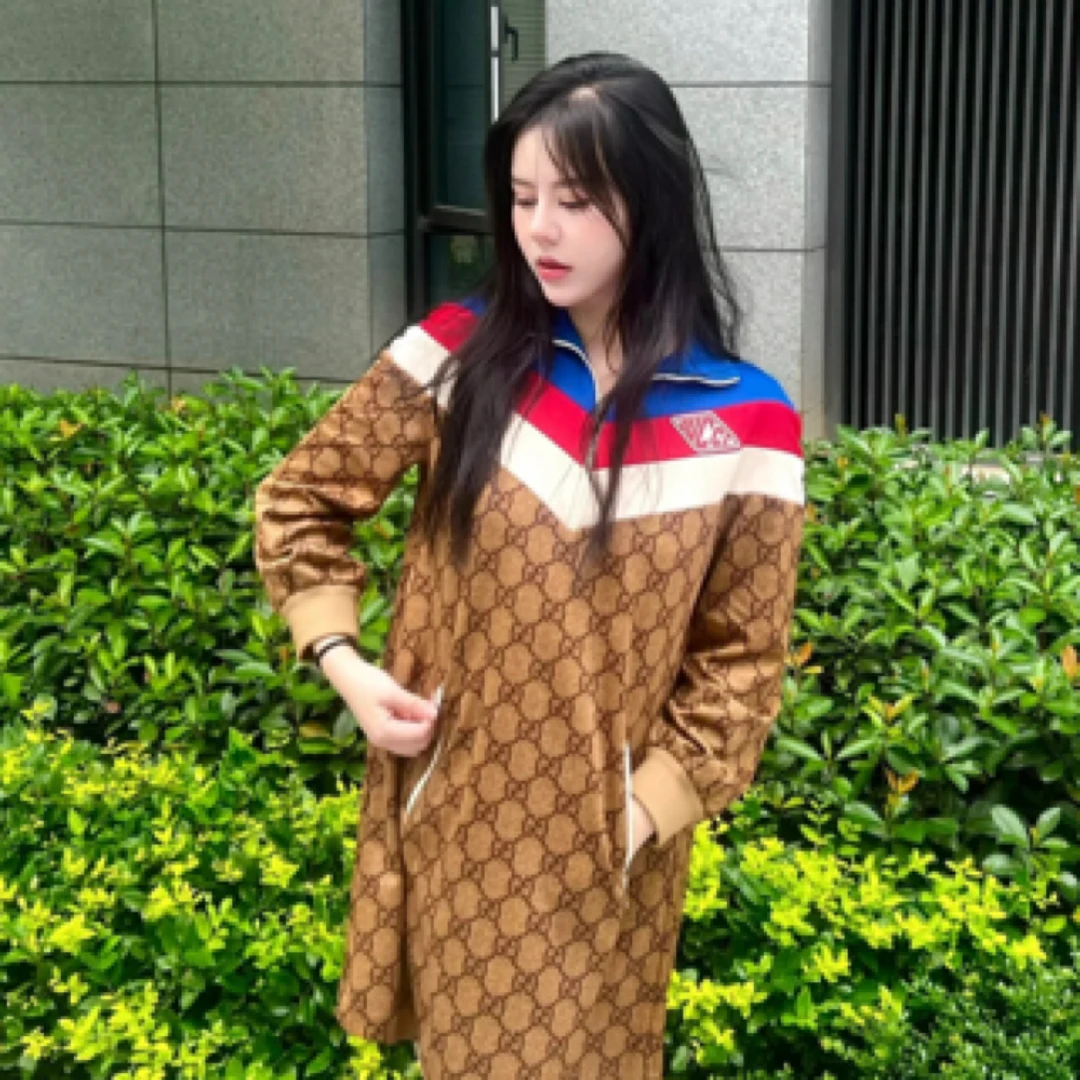 99新 GUCCI/古驰 经典双G红蓝连衣裙/M码/C00439