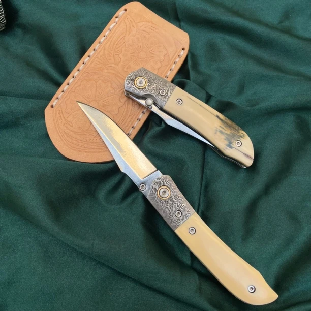 全国包邮进口高硬度乌兹钢猛犸冰牙手柄折叠刀口袋刀收藏把玩EDC