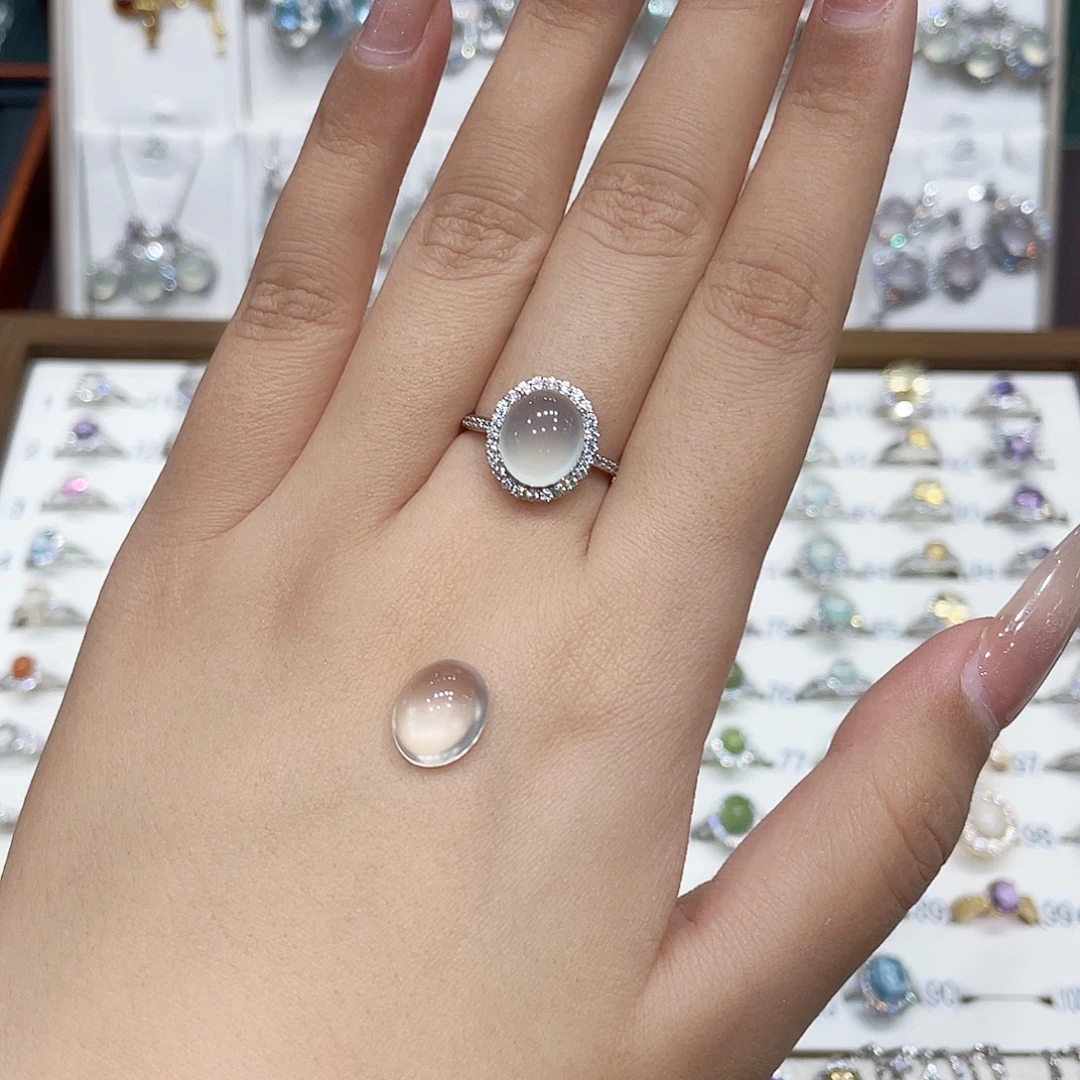 A***¹银S925镶嵌蛇纹石玉戒指