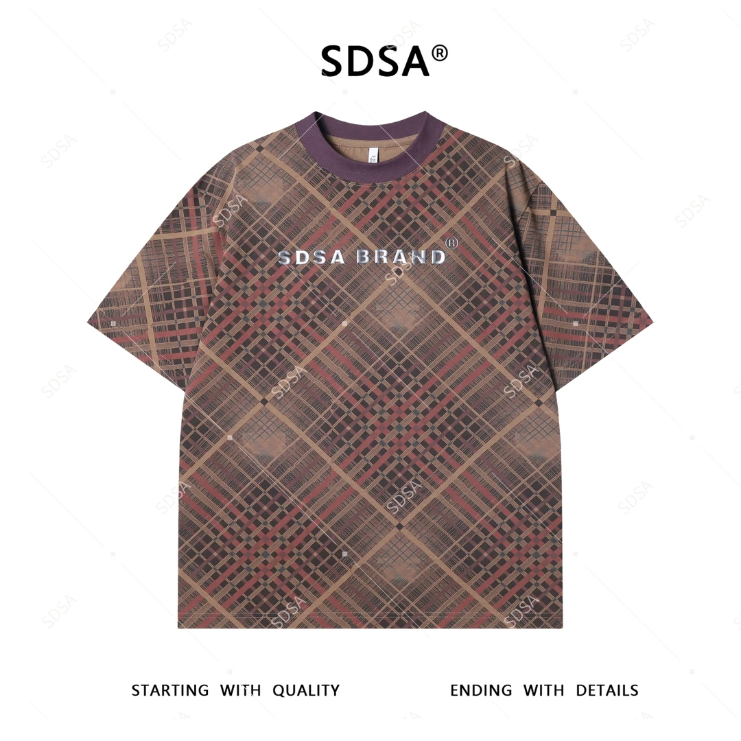 夏季高级感新款男士立体字母短袖T恤织网图案设计百搭圆领上衣