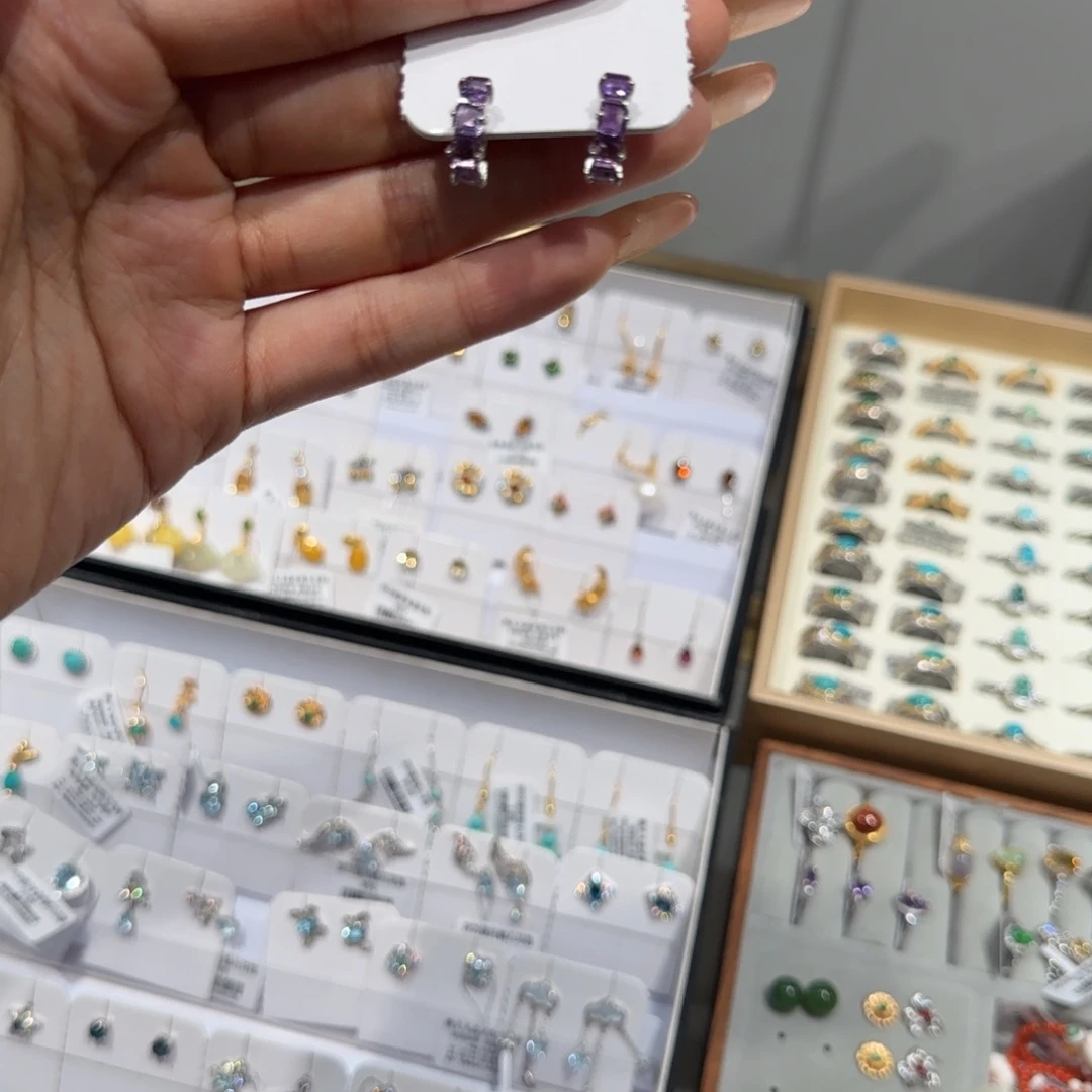 耳坠银S925镶嵌紫晶紫水晶耳扣