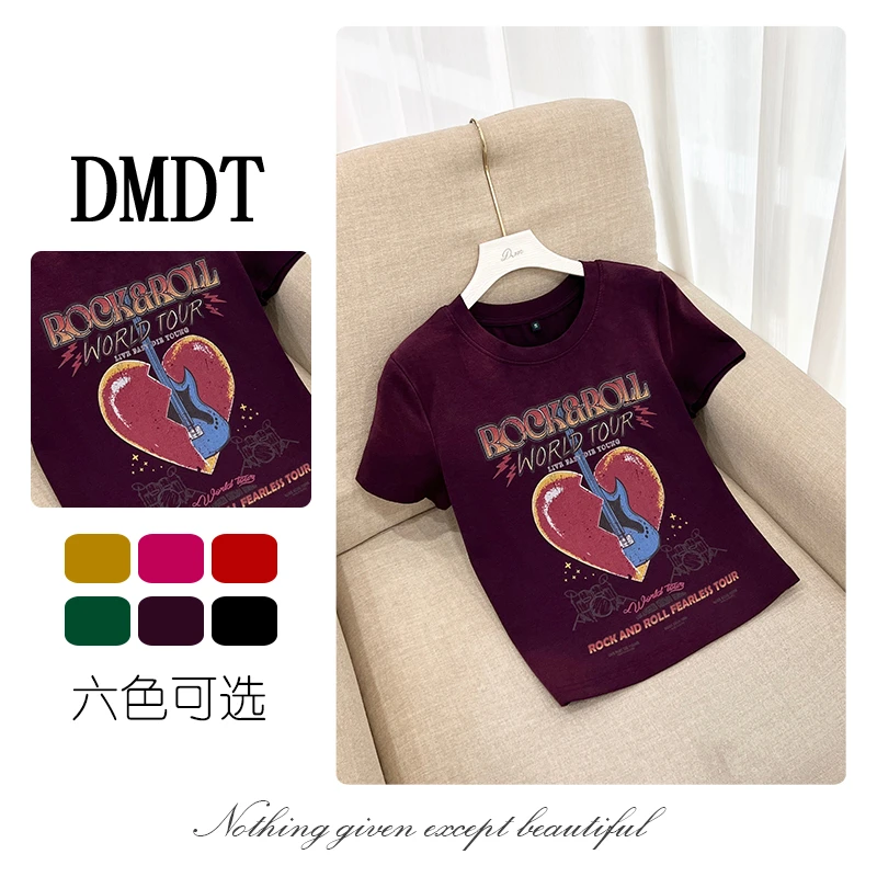【DMDT服饰】2025新品“街头引力”爱心字母印花短袖显瘦休闲T恤T5312