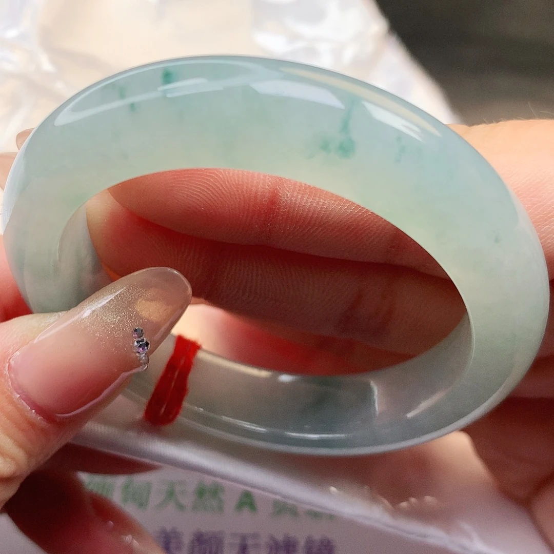 未镶嵌手镯翡翠纯天然a货冰胶飘花130号