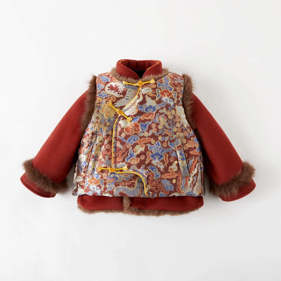 【龙凤呈祥】幂姐2025冬季加厚加绒儿童新中式拜年服棉服MJD245021