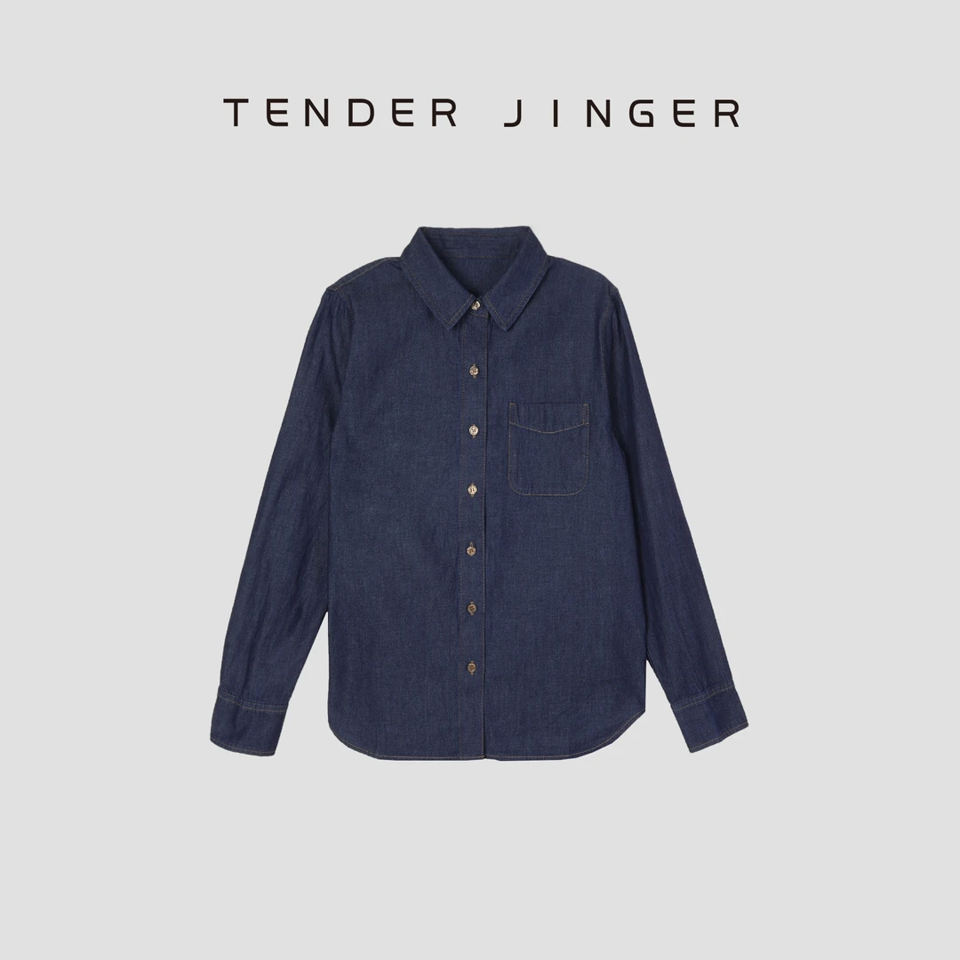 Tender Jinger棉弹轻薄牛仔长袖衬衫T51HMD80696