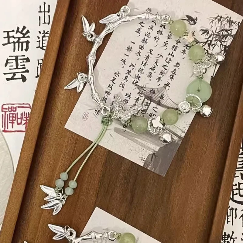 合金手链 新中式竹节蝴蝶手链女生古风高颜值手串轻奢精致手饰