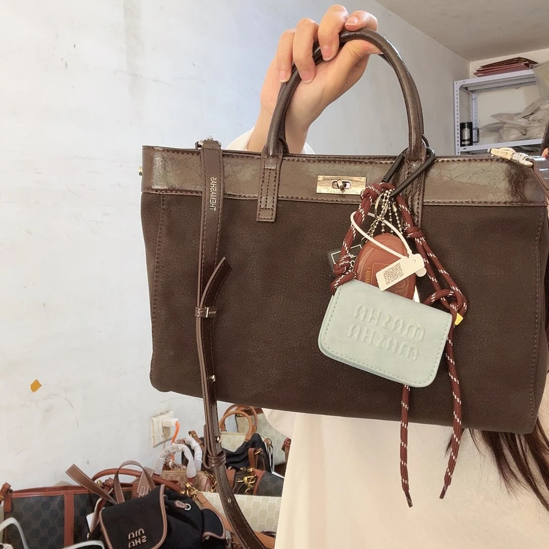 牛皮（革）咖色玛莎大托特