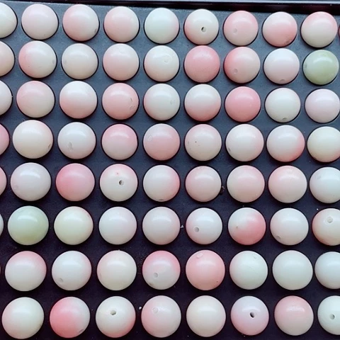 白玉菩提吊坠13瑕疵蜜桃粉圆100颗