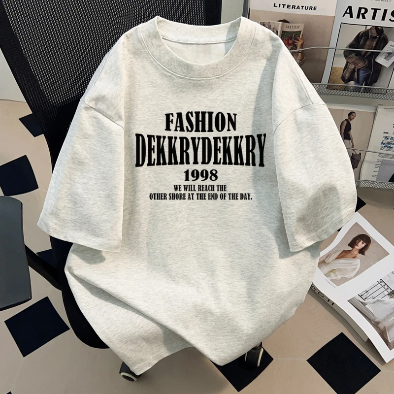 jtrt重磅纯棉短袖男女士夏季2025新款青少年宽松圆领潮牌美式T恤