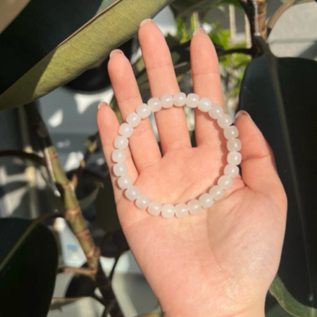 【玉瑾原创】和田玉青海白老型手串素圈