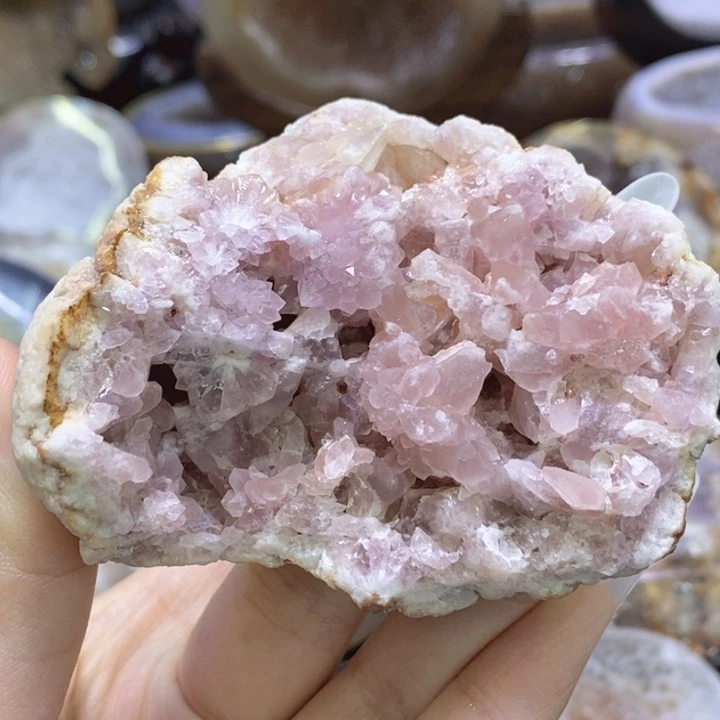 未镶嵌珠宝半成品水晶粉晶摆件