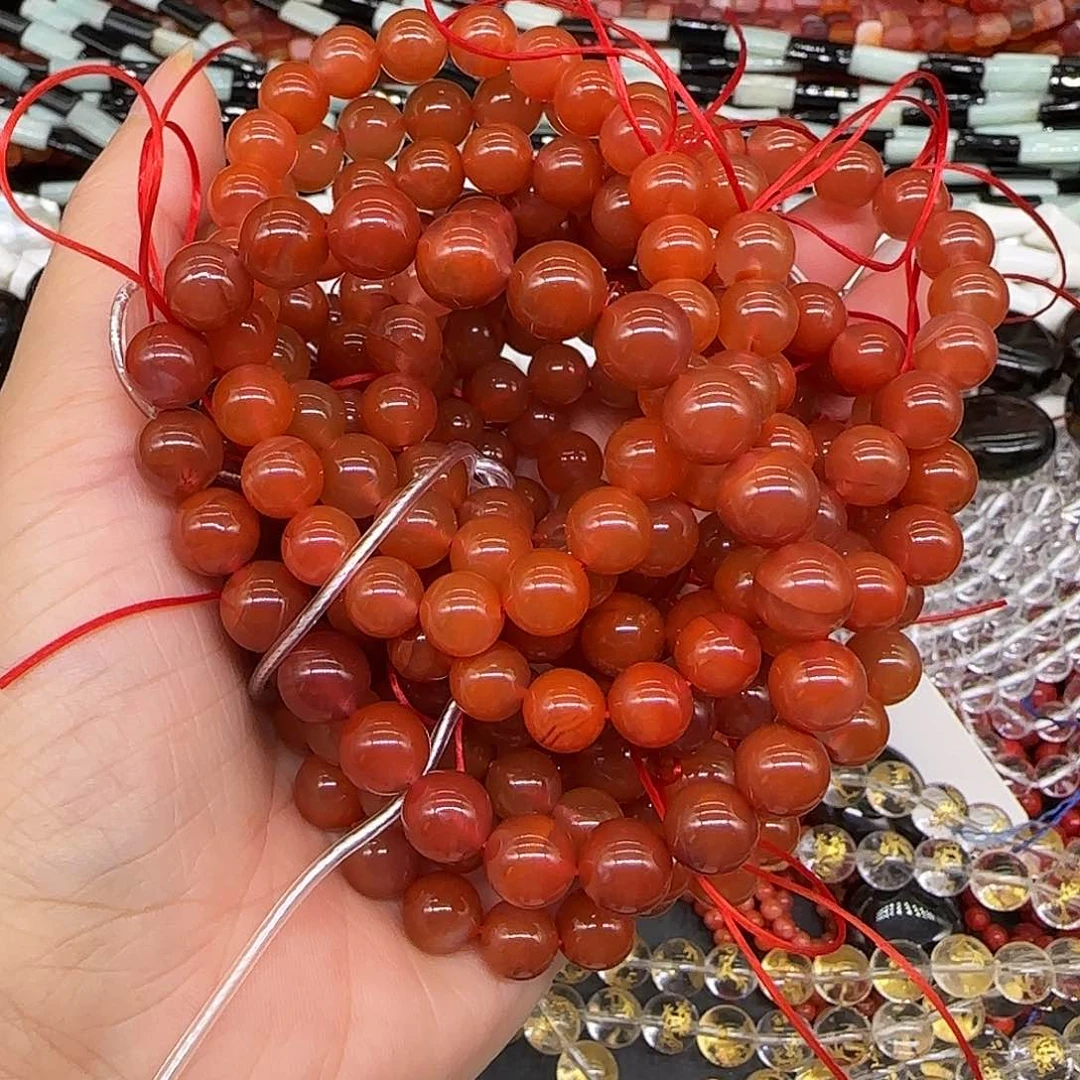 玛瑙/玉髓合金珠宝半成品南红9mm单圈一条