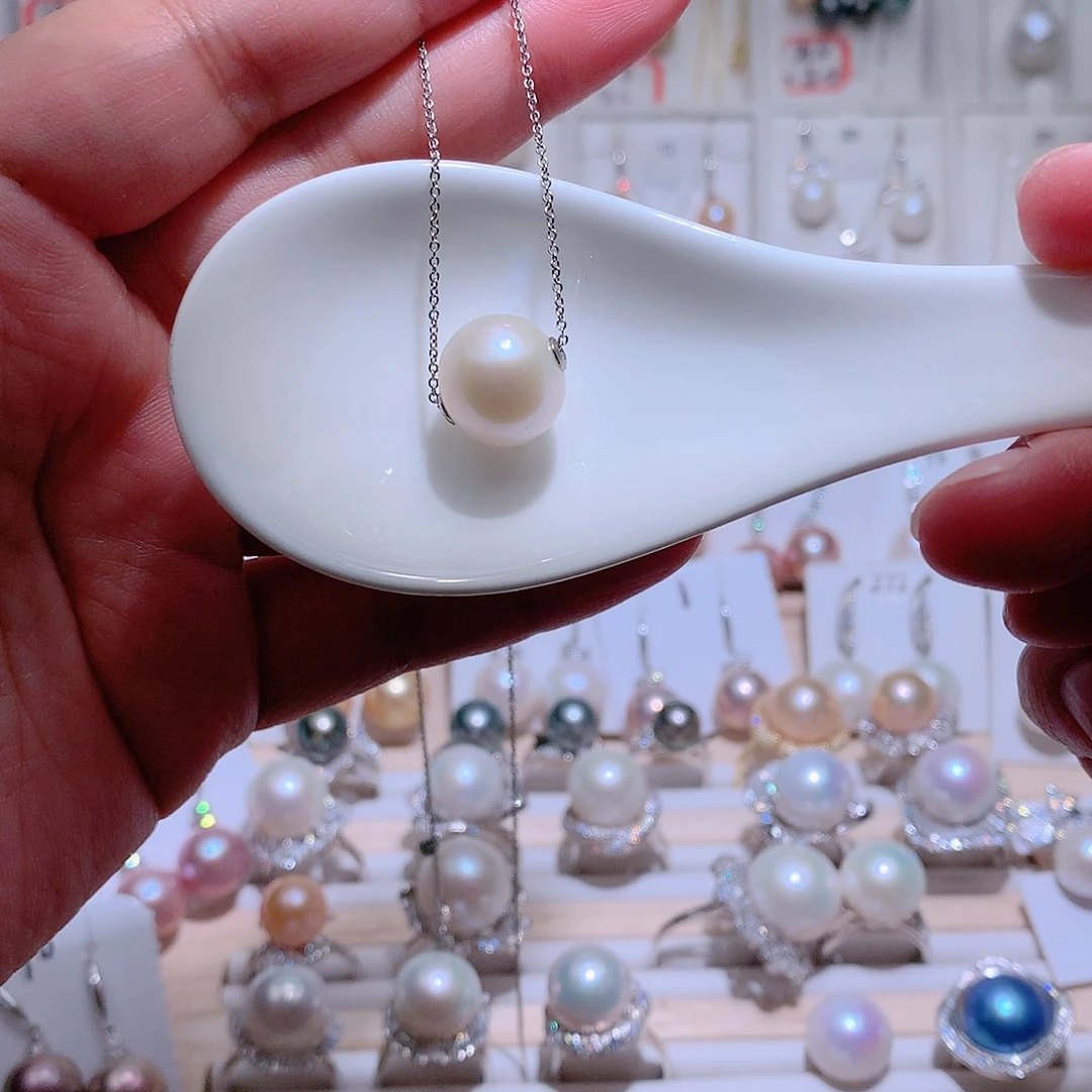 淡水珍珠银S925镶嵌吊坠(赠链)CC13.1mm