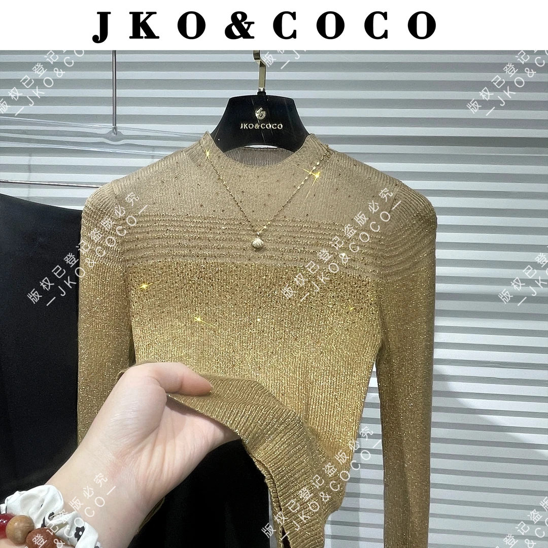 JKO&COCO【琉璃星光】意大利进口水晶纱时尚显瘦百搭 针织衫 长袖
