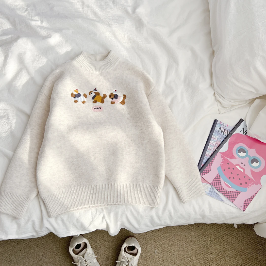 【原版】女童冬装加绒毛衣中大童儿童保暖针织衫上衣KBYDW53223