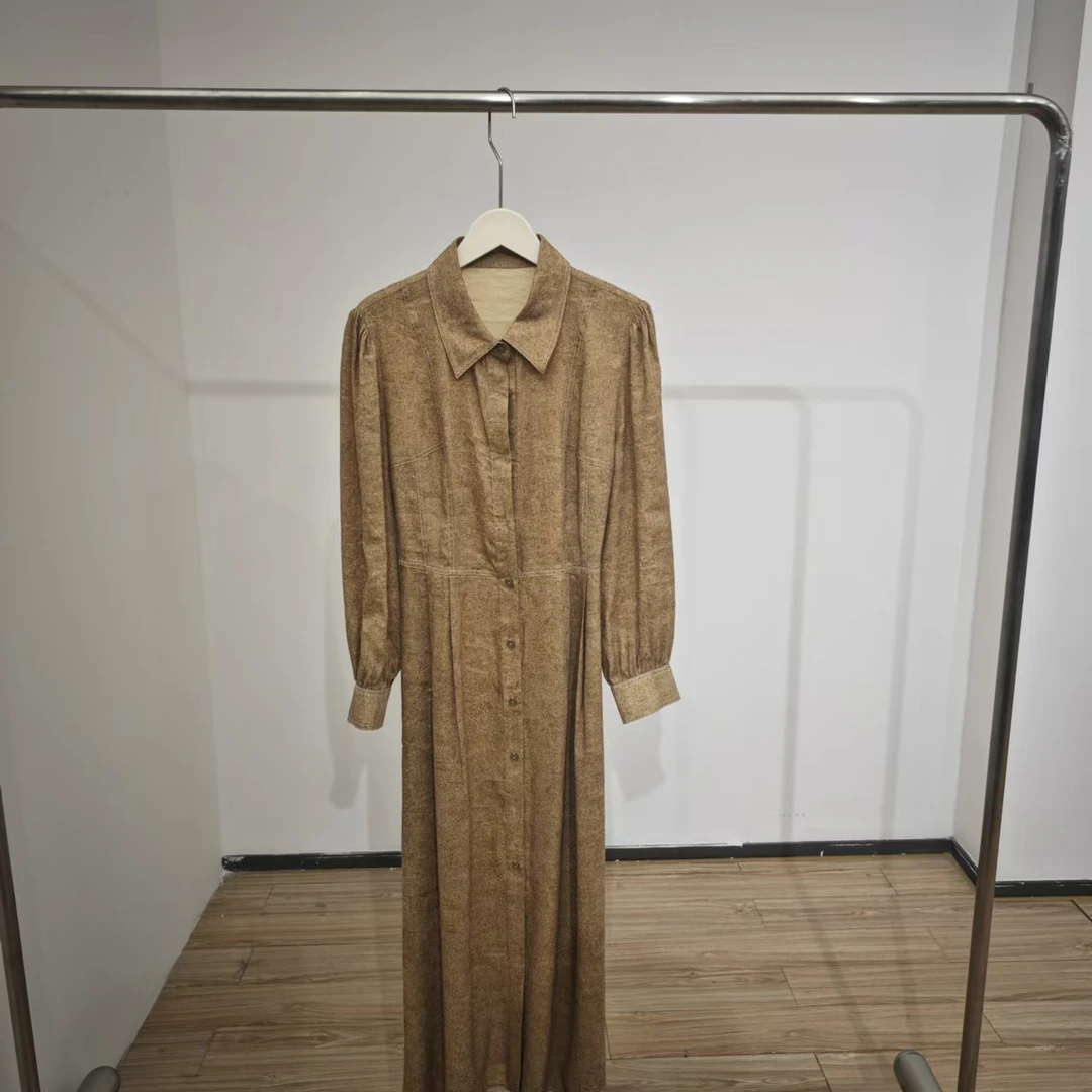 职业感长袖丝麻连衣裙NL6830