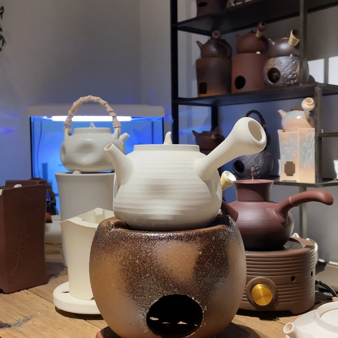姐***凶白泥手捏壶➕炉➕炉垫
