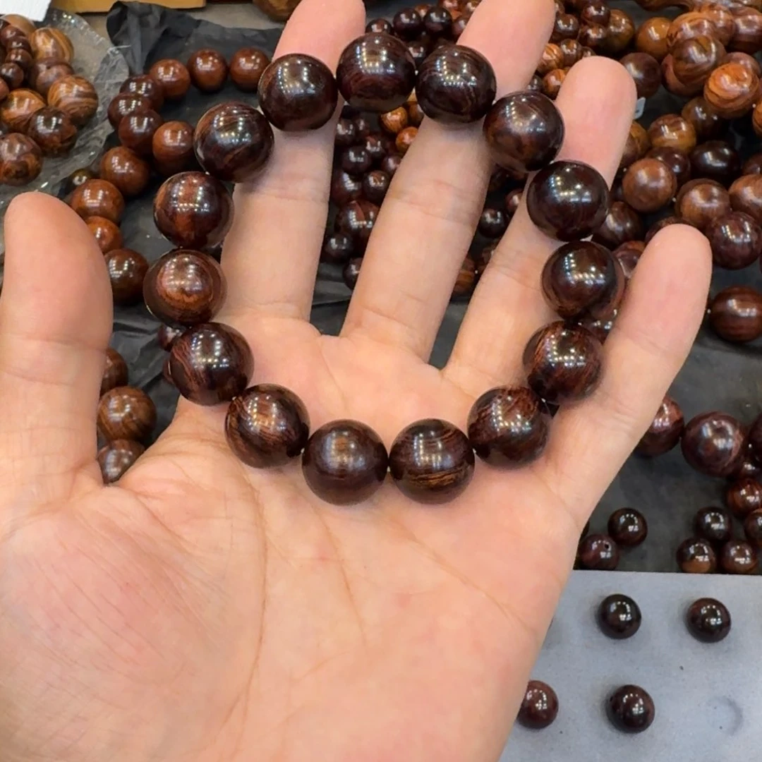 黄花梨/降香黄檀手串/手链1.5海南黄花梨紫油梨金线