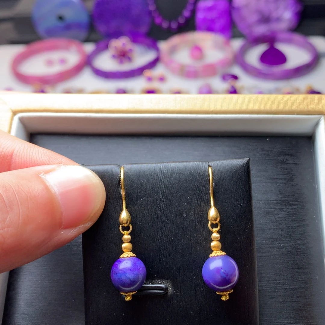 苏纪石（舒俱来）耳钩18K金镶嵌