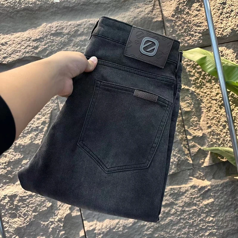 欧货高品质水洗牛仔裤男士2025春季新款时尚修身直筒弹力休闲长裤