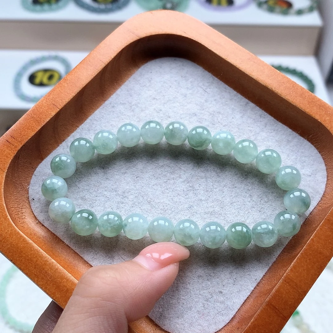 翡翠未镶嵌手串飘花7.8