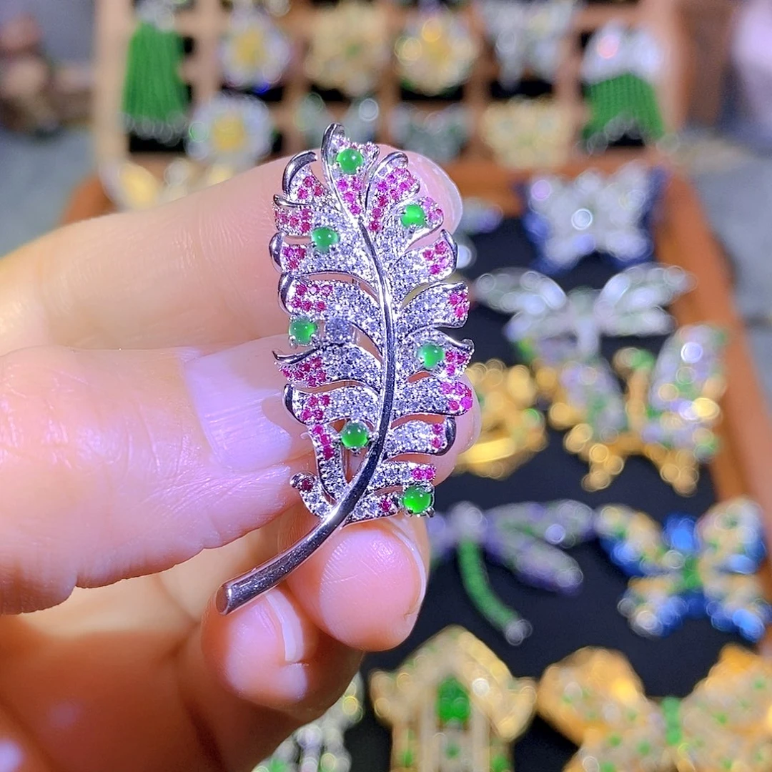 银S925镶嵌挂件翡翠