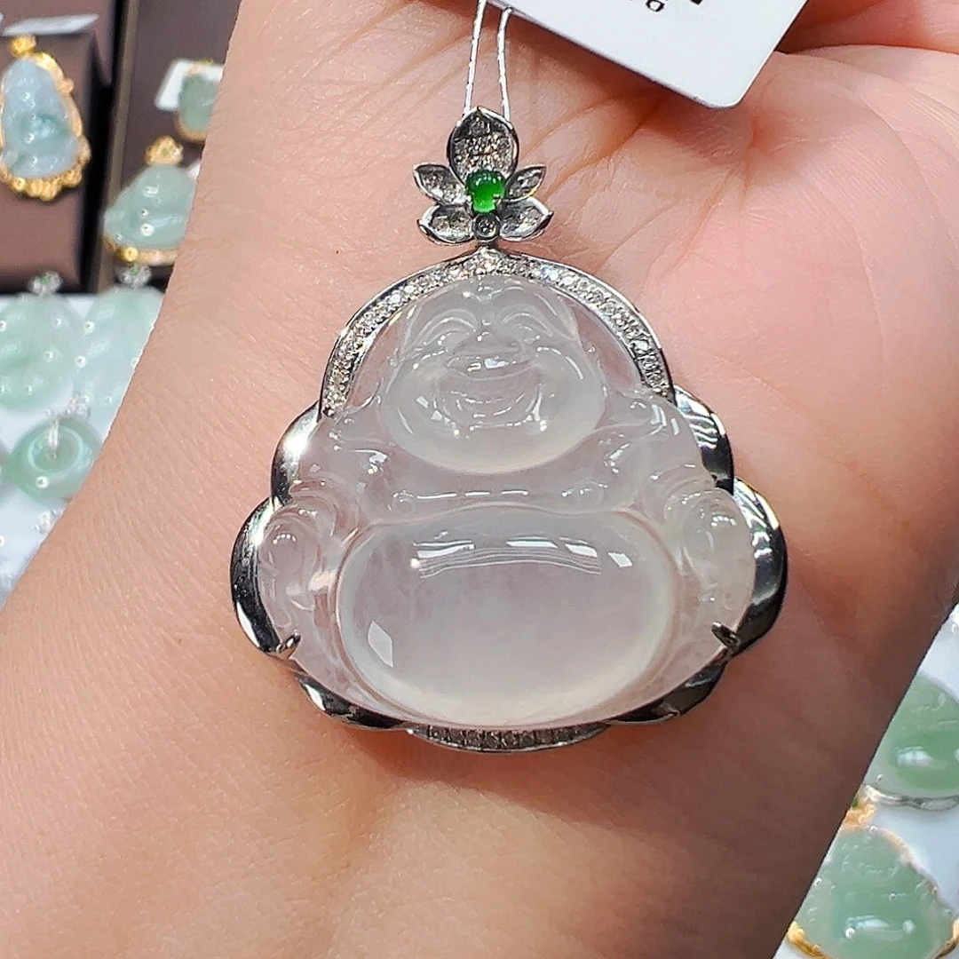 翡翠18K金镶嵌吊坠(不含链)佛公