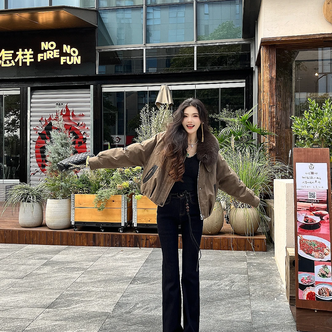 LA.Sheila“小金狐”狐狸毛领短款羽绒服254-YRF/1023-5156