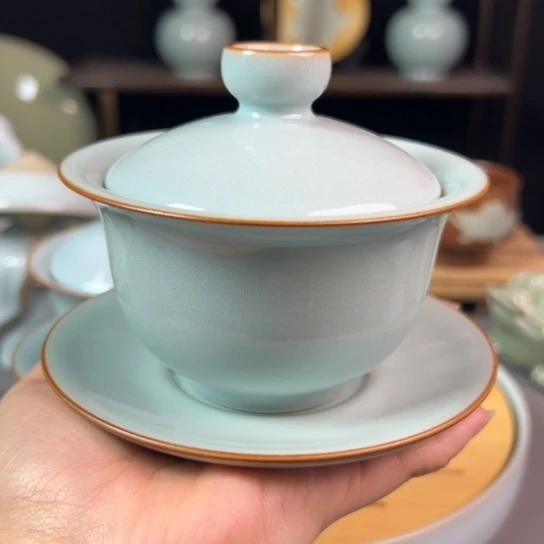 杯天*微瑕纯手工元宝盖碗