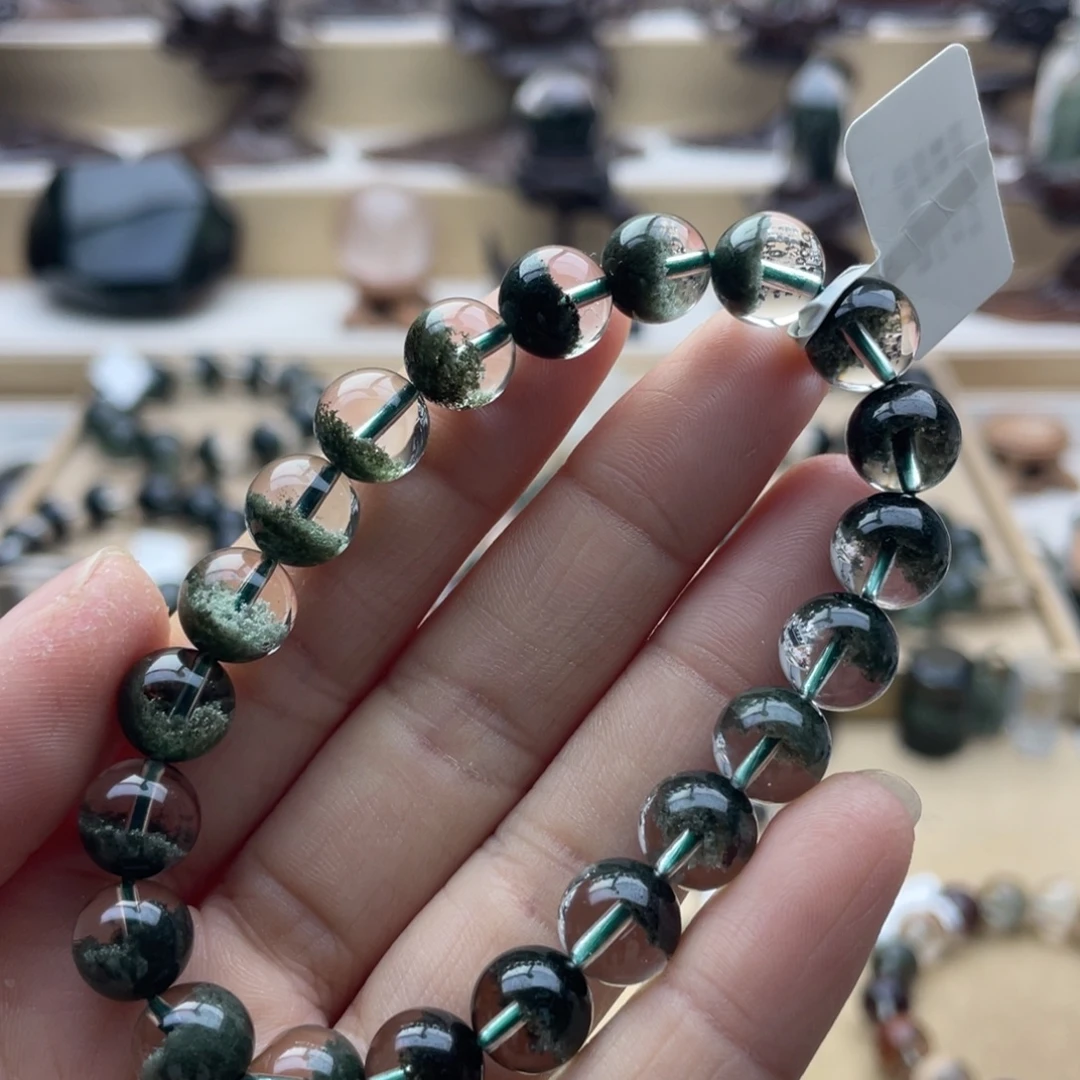 手链未镶嵌水晶绿幽灵聚宝盆手串