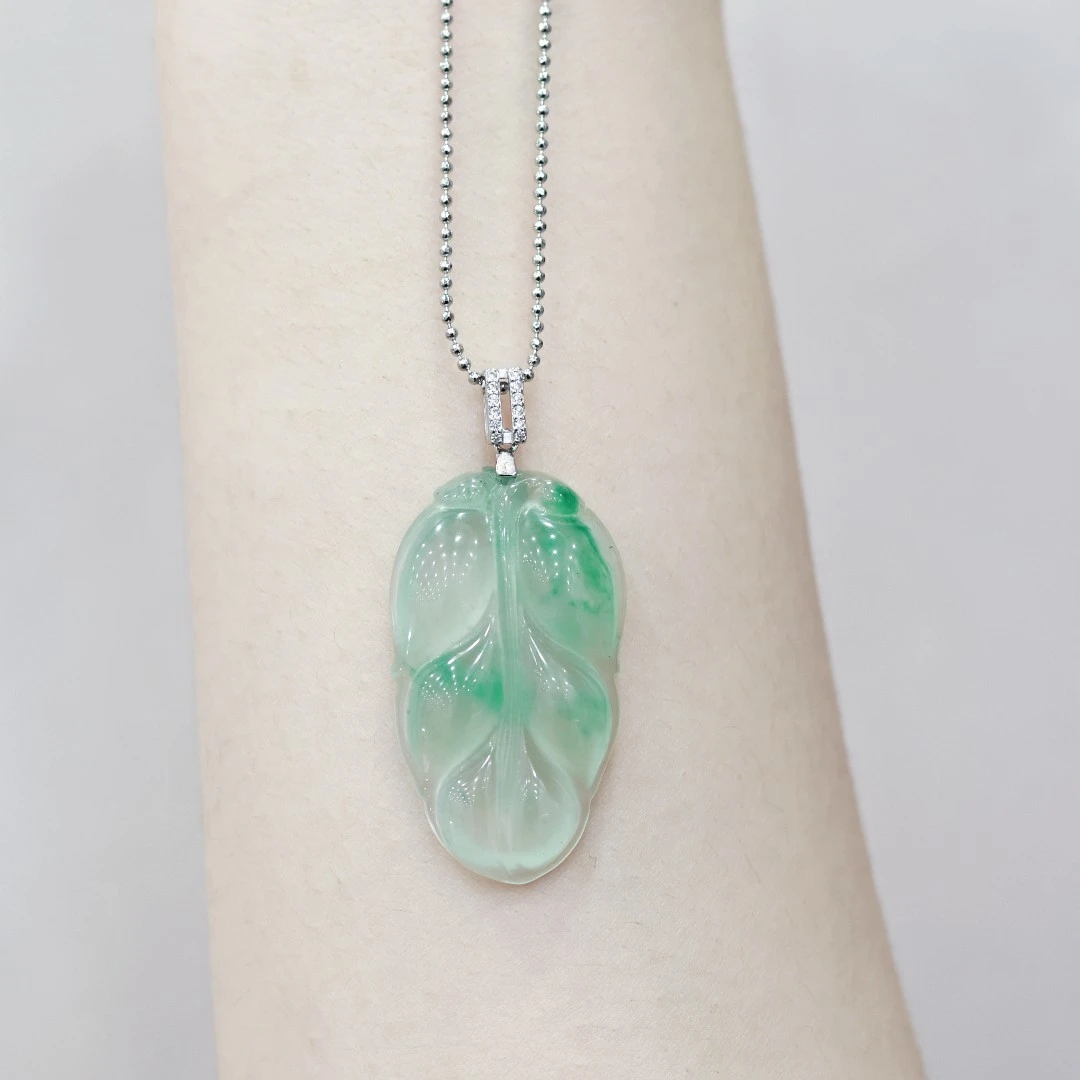 银扣小叶子｜天然非洲翠银扣叶子吊坠｜S925银｜多样性发货 发其一｜