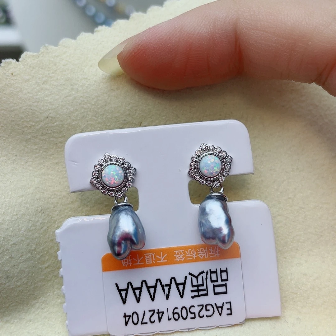 耳饰海水珍珠银S925镶嵌w38