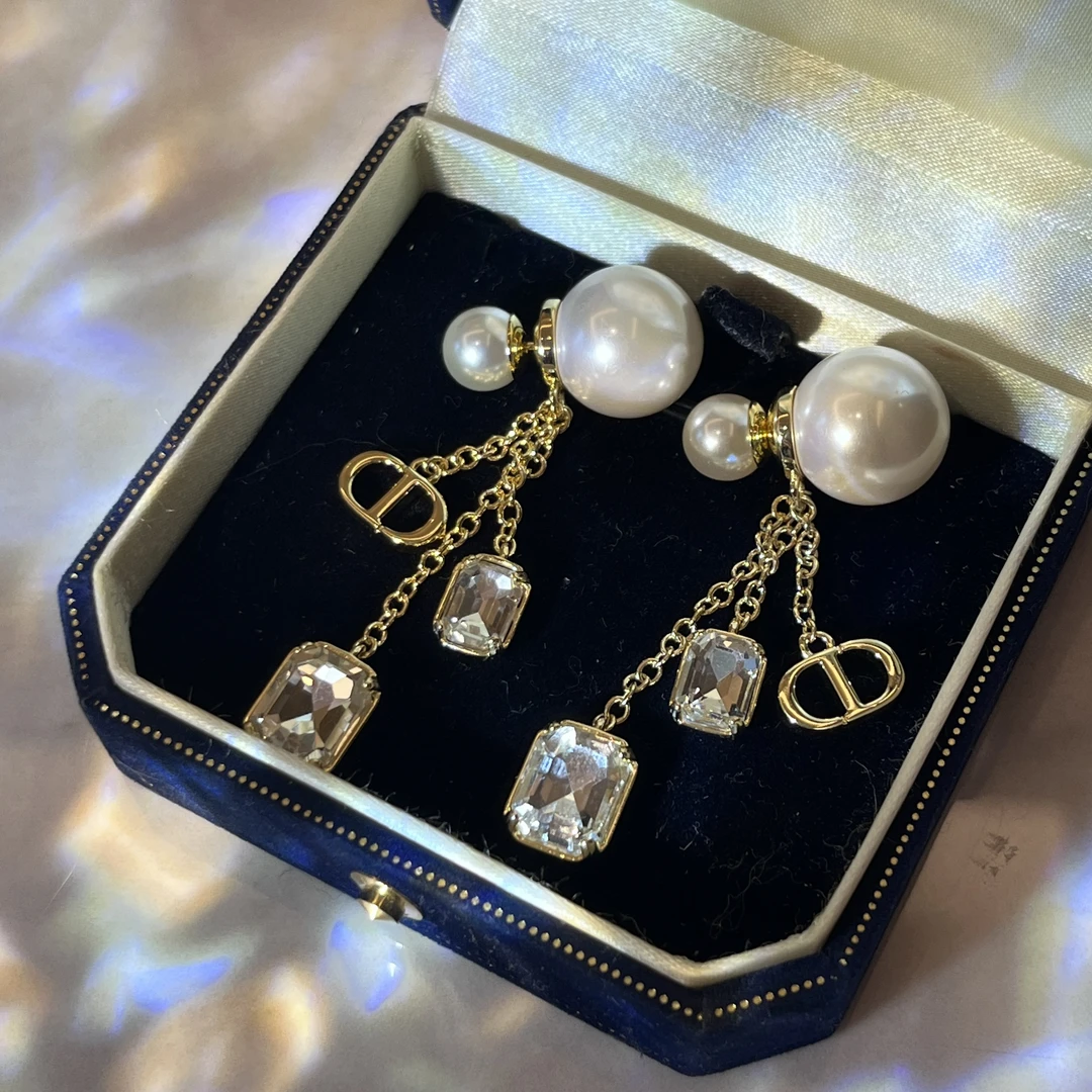 铜合金锆石耳饰 时尚气质流苏方糖耳环 B0757