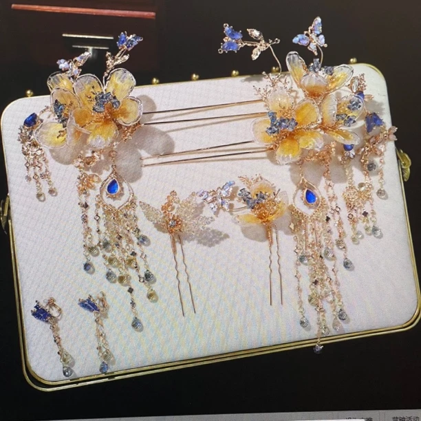 HZ1113新娘头饰古风简约金色新娘头饰