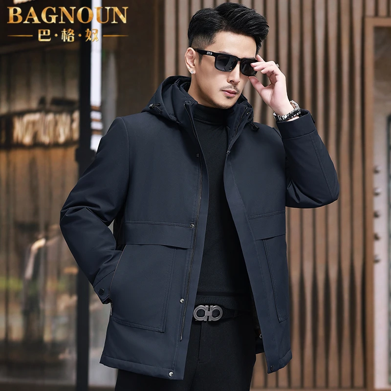 巴格奴羽绒服男士冬季新款时尚高端鹅绒可拆内胆加厚保暖派克外套