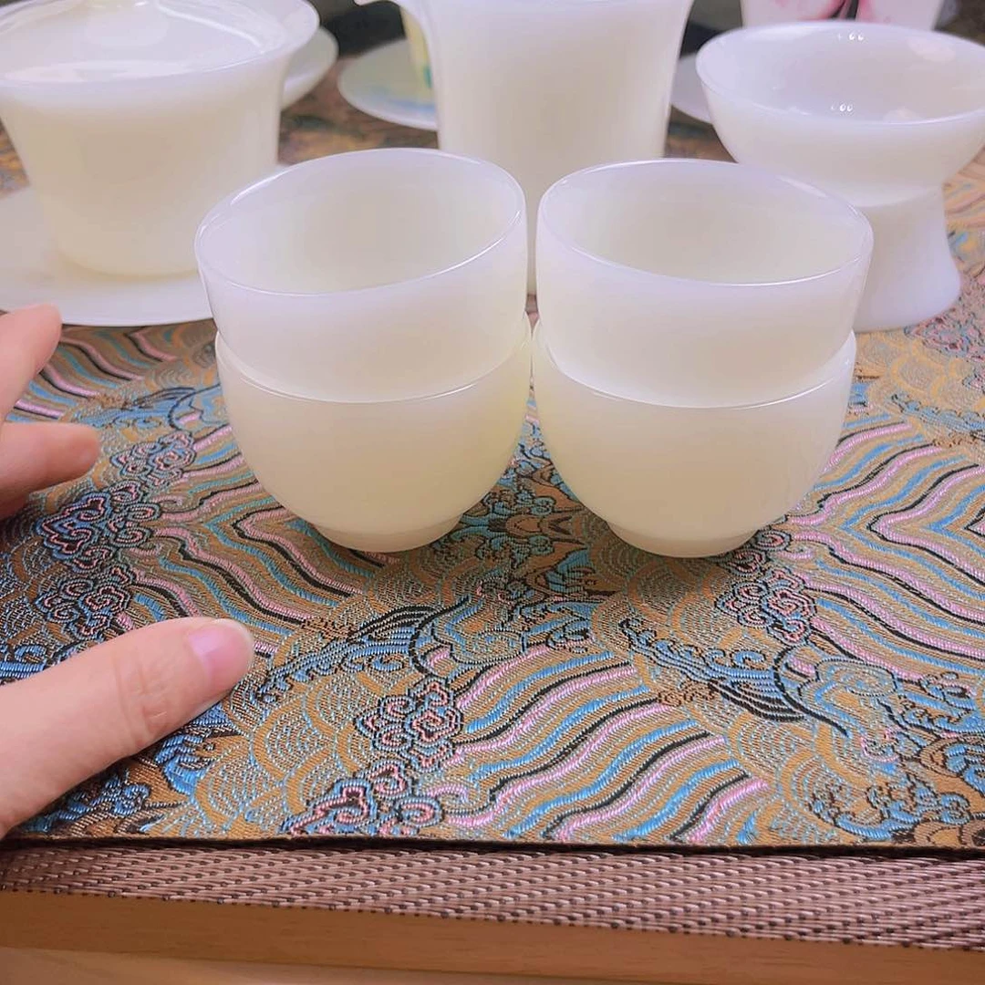 盖碗瓷高档皙白玉瓷客杯60cc4个