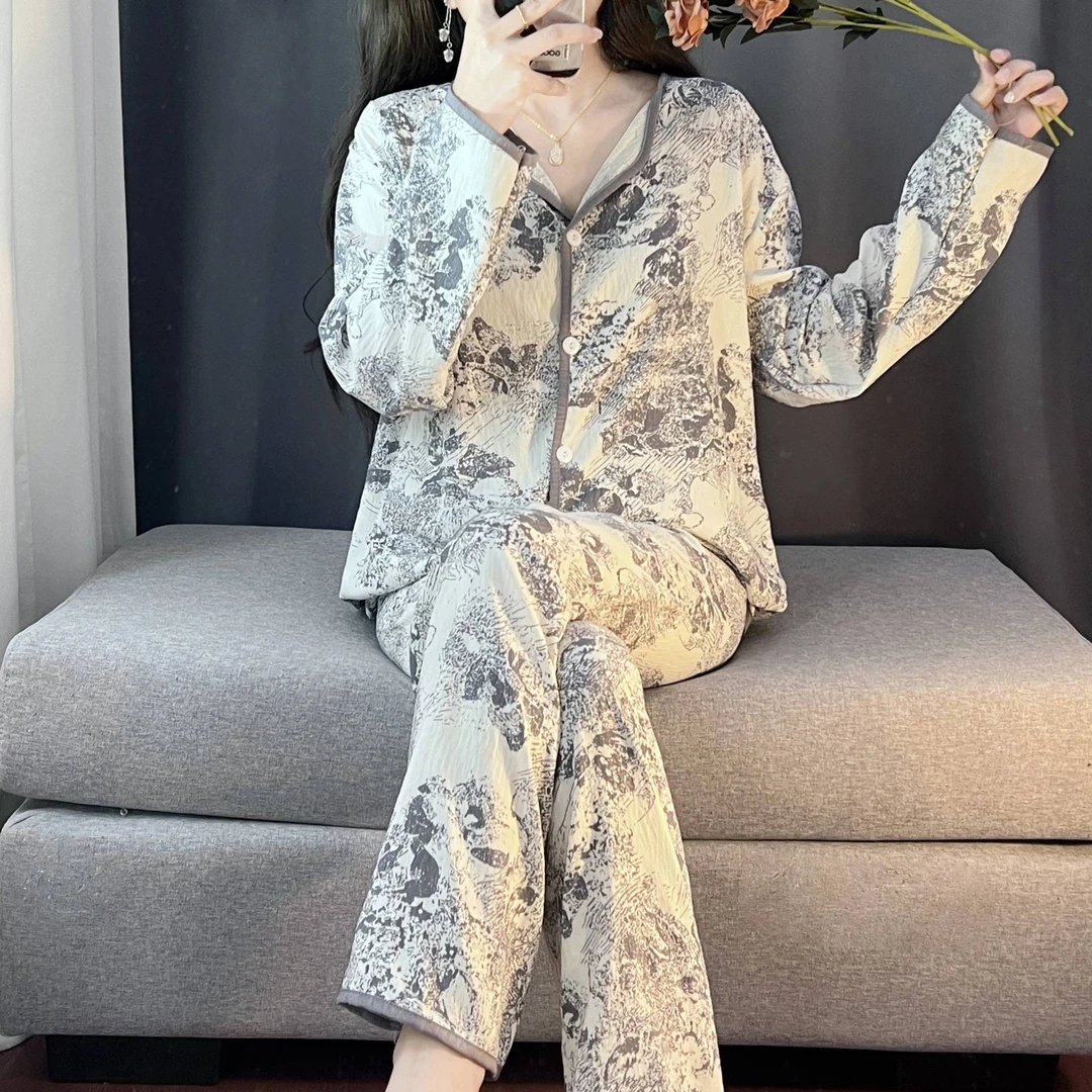 【水墨画】2025新款云朵棉女款春秋时尚宽松可外穿家居服睡衣77799