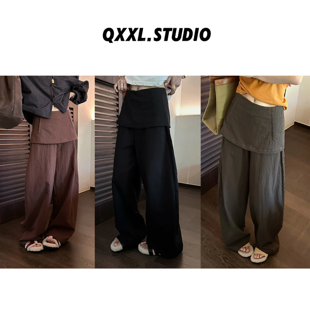 邱小小丽呀 早秋屁帘高腰休闲长裤女时尚百搭设计薄款阔腿直筒裤