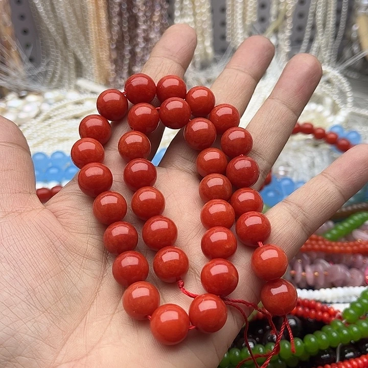 玛瑙/玉髓未镶嵌珠宝半成品一条12mm左右南红