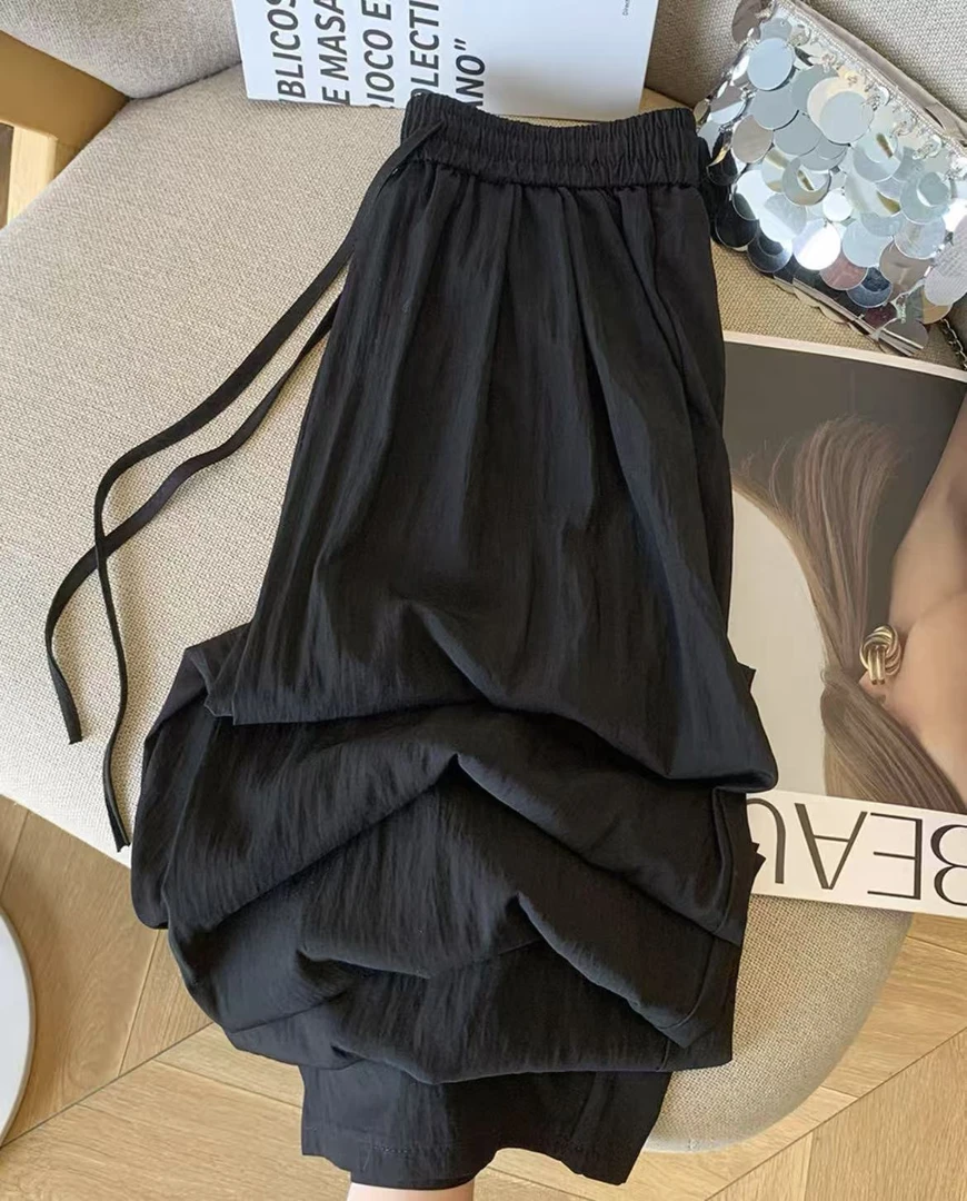 山本裤女2025新款夏季小个子拖地裤薄款防晒亚麻阔腿裤