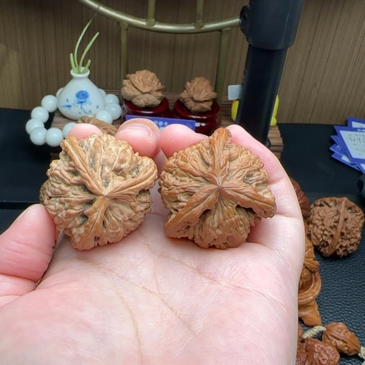 球***球文玩核桃把件白狮子三棱全品运费自理