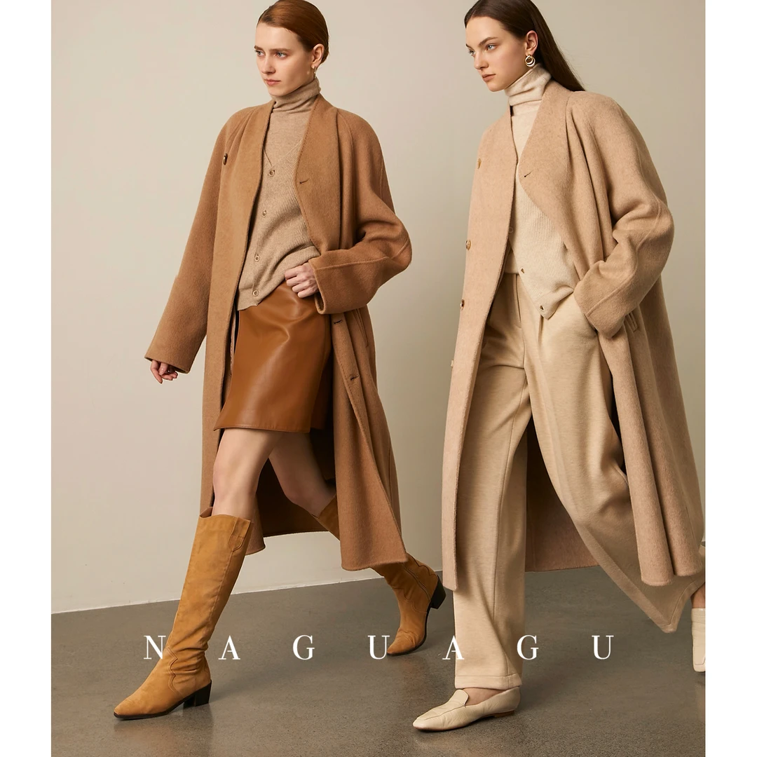 现货南瓜谷【001古董大衣】希有绒+篙支羊毛 气质双面呢外套