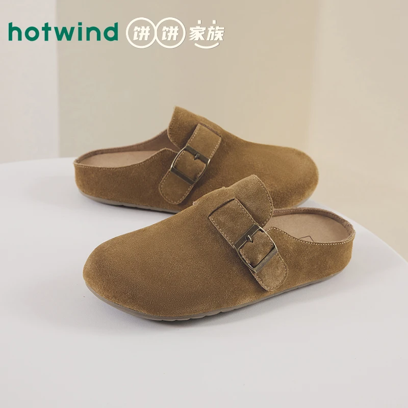 热风勃肯鞋2025年秋季新款休闲包头拖复古半拖百搭女鞋H15W25105