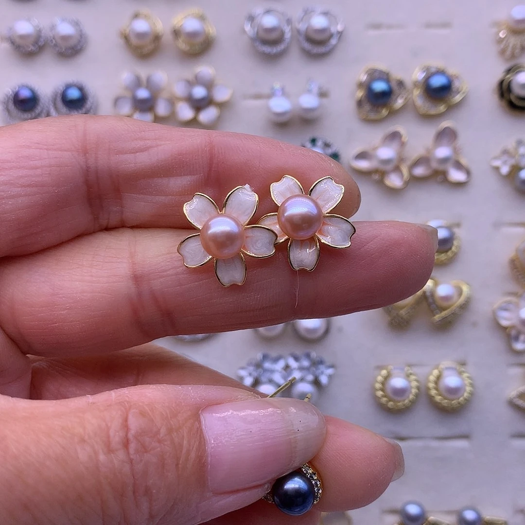 淡水珍珠耳饰合金