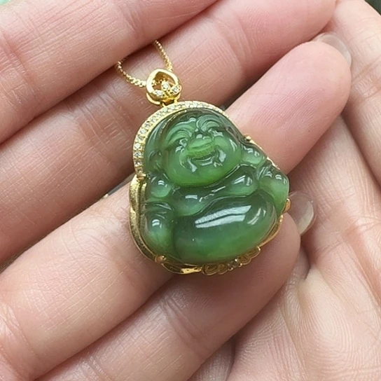 和田玉（碧玉）颈饰银S925镶嵌