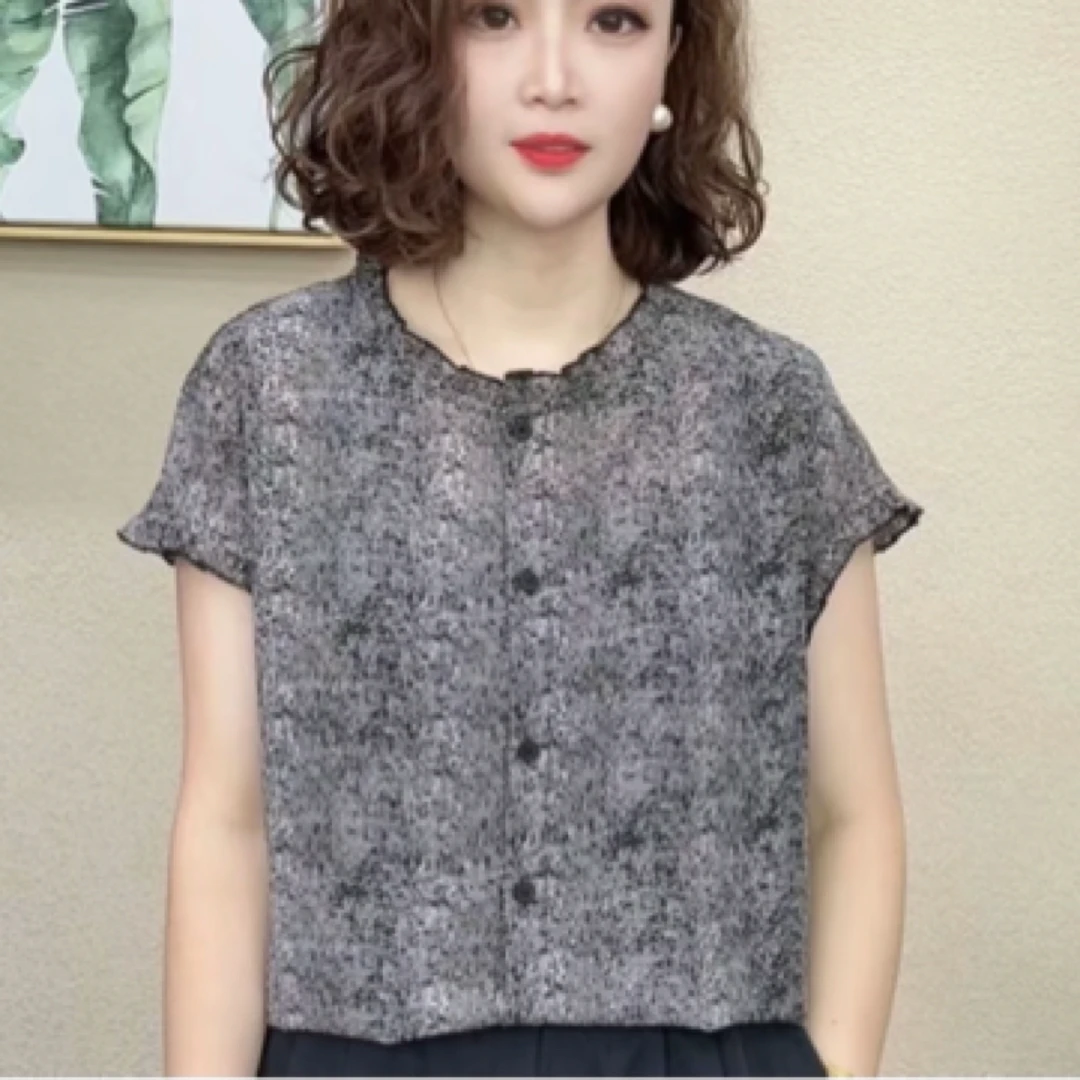 2025夏季新款百搭休闲气质时尚宽松减龄圆领薄款短袖T恤上衣75471
